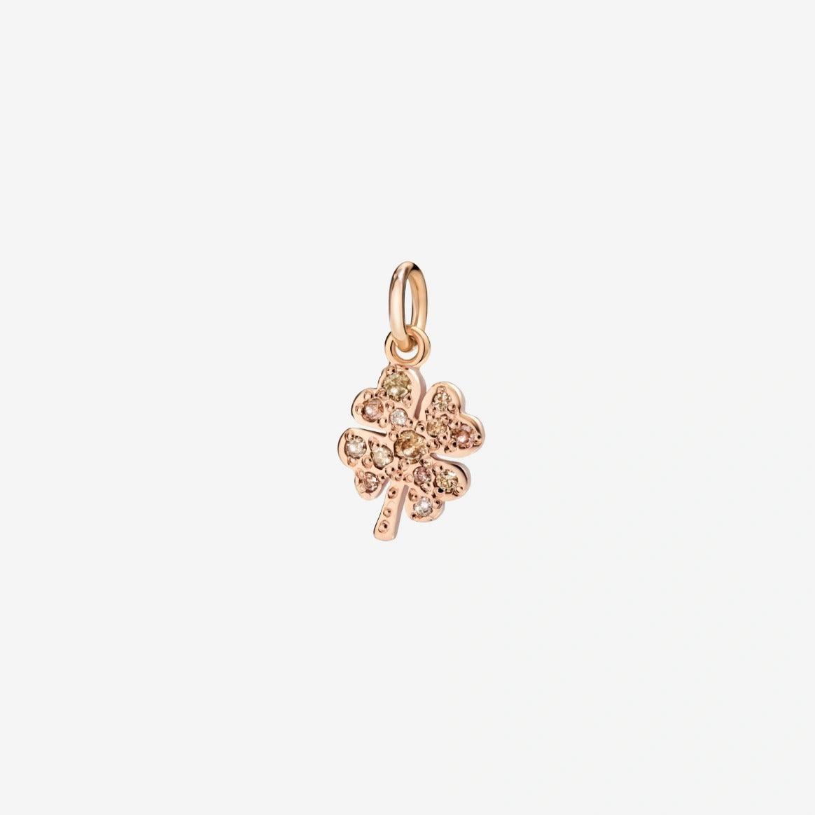 DoDo Charm FOUR LEAF CLOVER Rose Gold Brown Diamonds - Orsini Jewellers