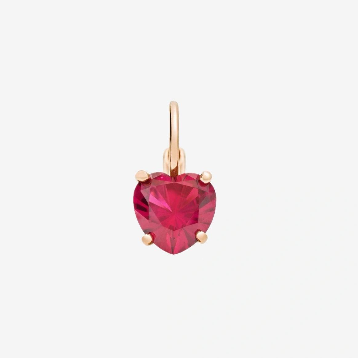 DoDo Earring CUORE (Heart) Rose Gold Synthetic Ruby - Orsini Jewellers