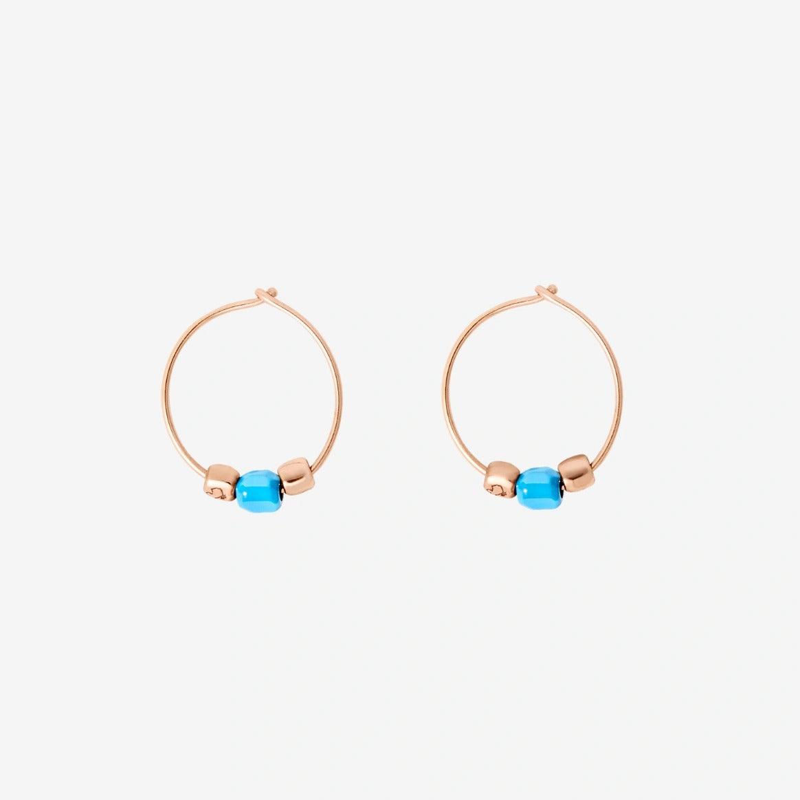 DoDo Earrings GRANELLI Hoop Mini Turquoise Ceramics and Rose Gold - Orsini Jewellers