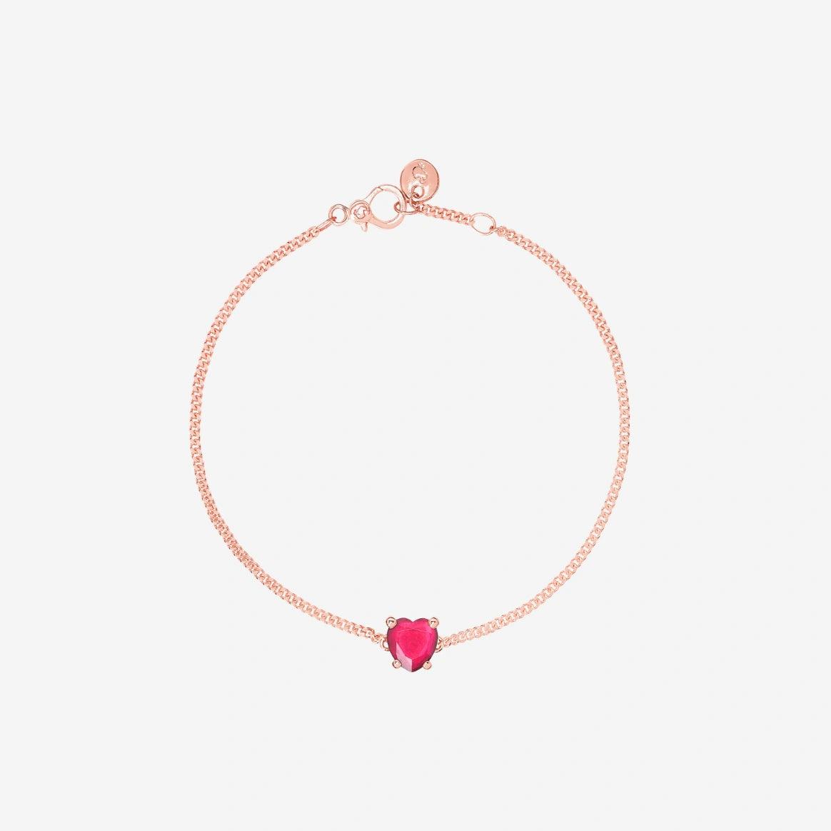 DoDo Heart Bracelet in 9K Rose Gold with Synthetic Ruby - Orsini Jewellers