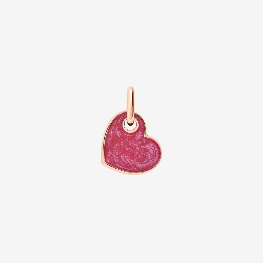 DoDo HEART Charm Mother of Pearl Enamel in Raspberry Pink - Orsini Jewellers