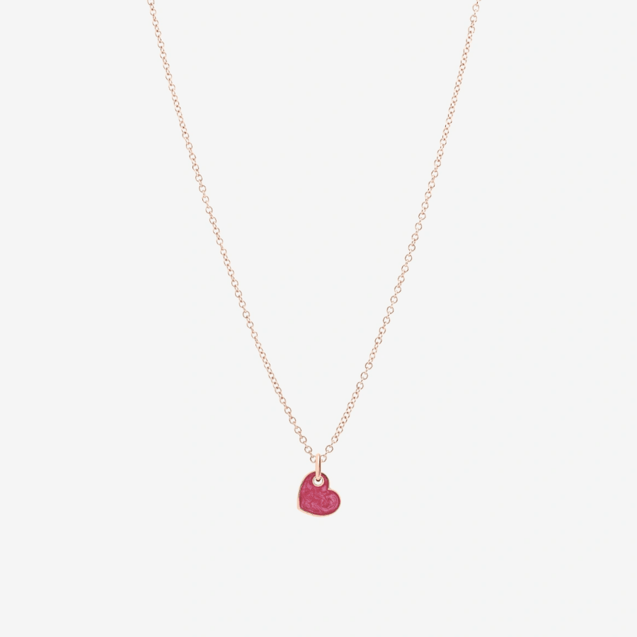 DoDo HEART Charm Mother of Pearl Enamel in Raspberry Pink - Orsini Jewellers