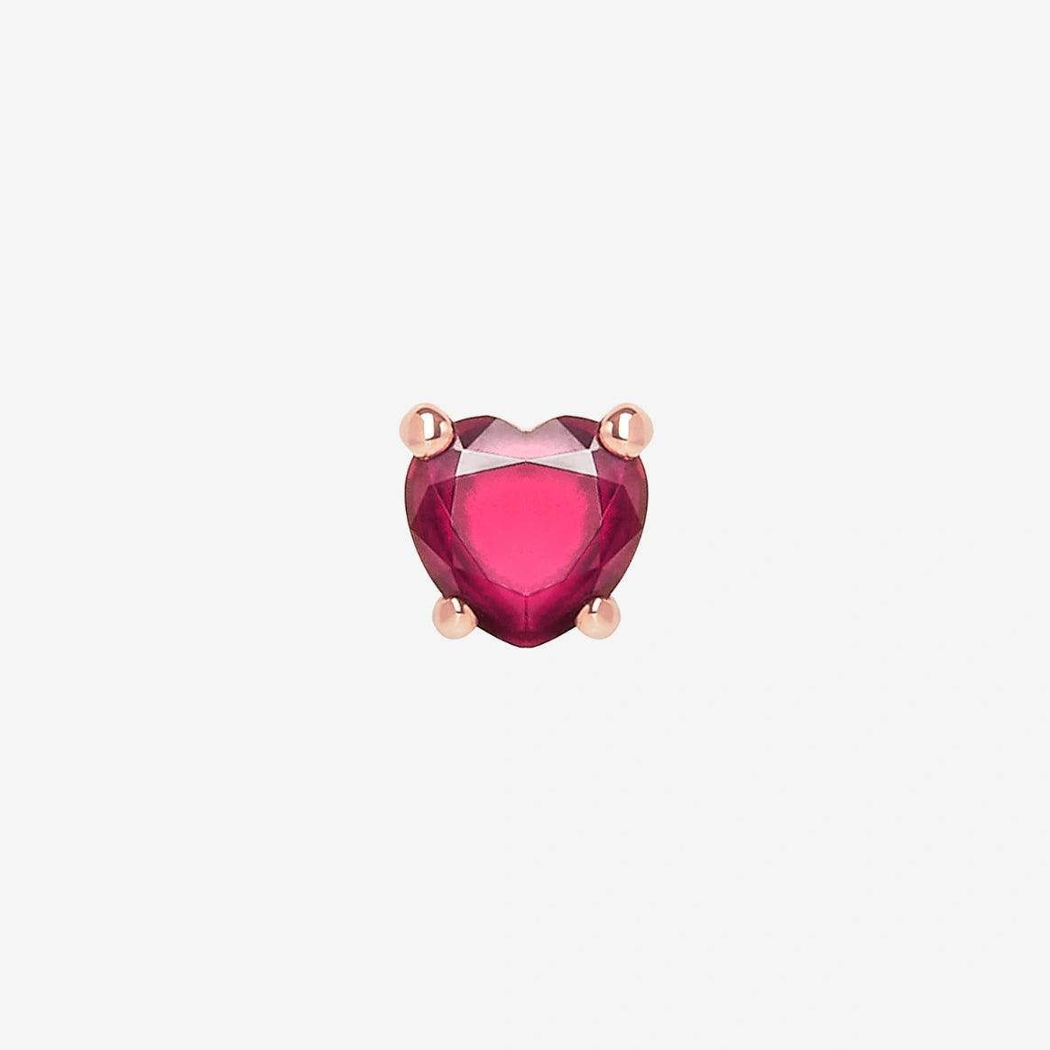 DoDo Heart Earring Rose Gold Stud with Synthetic Ruby - Orsini Jewellers