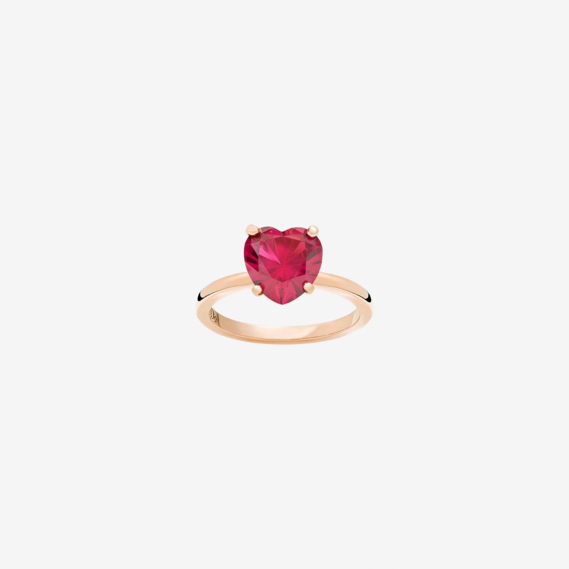 DoDo Heart Ring in 9K Rose Gold and Synthetic Ruby - Orsini Jewellers