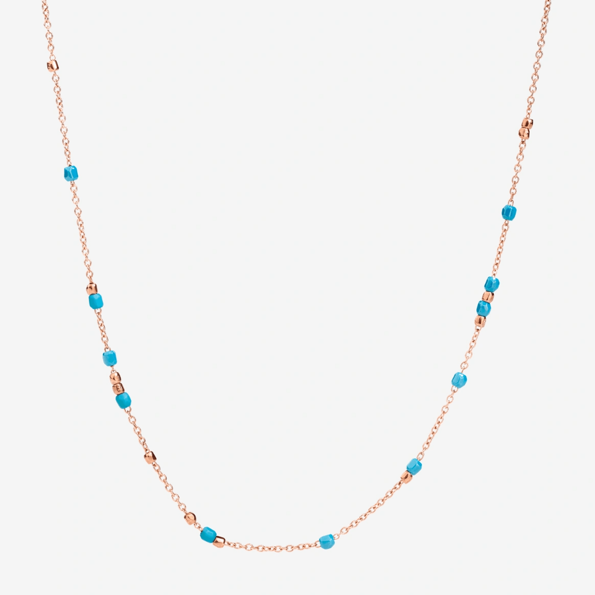 DoDo Mini Granelli Necklace Turquoise Ceramics and Rose Gold - Orsini Jewellers