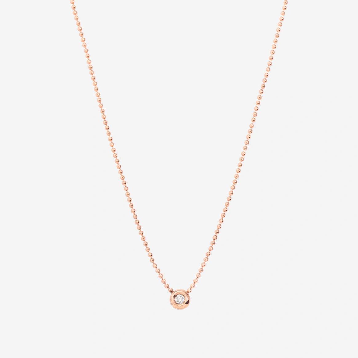 DoDo Necklace BOLLICINE 9k Rose Gold with White Diamond - Orsini Jewellers