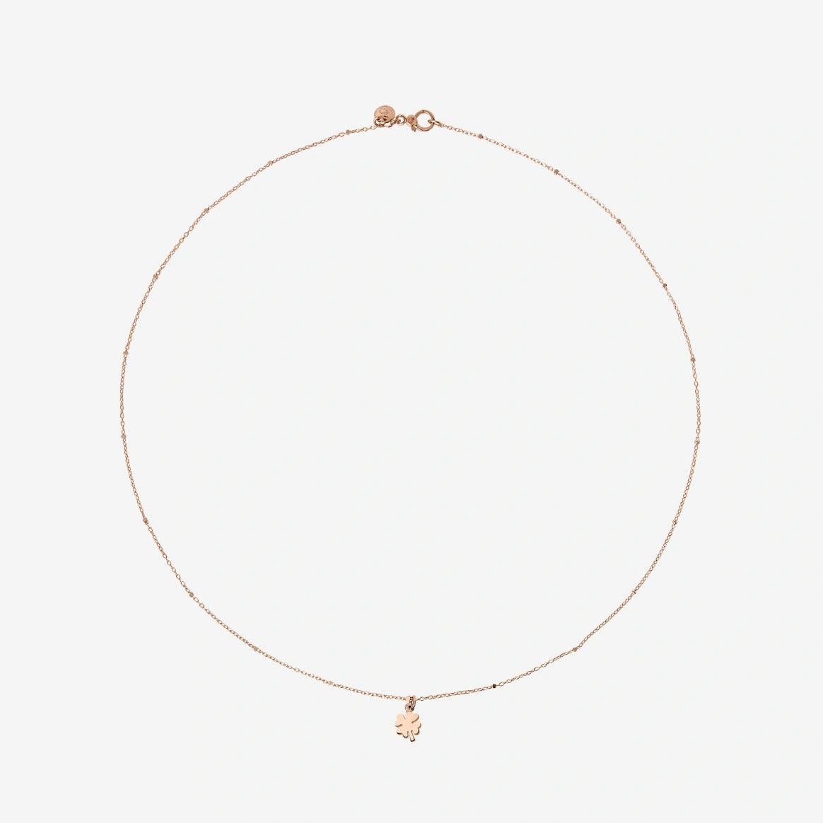 DoDo Necklace FOUR LEAF CLOVER Rose and White Gold Mini - Orsini Jewellers