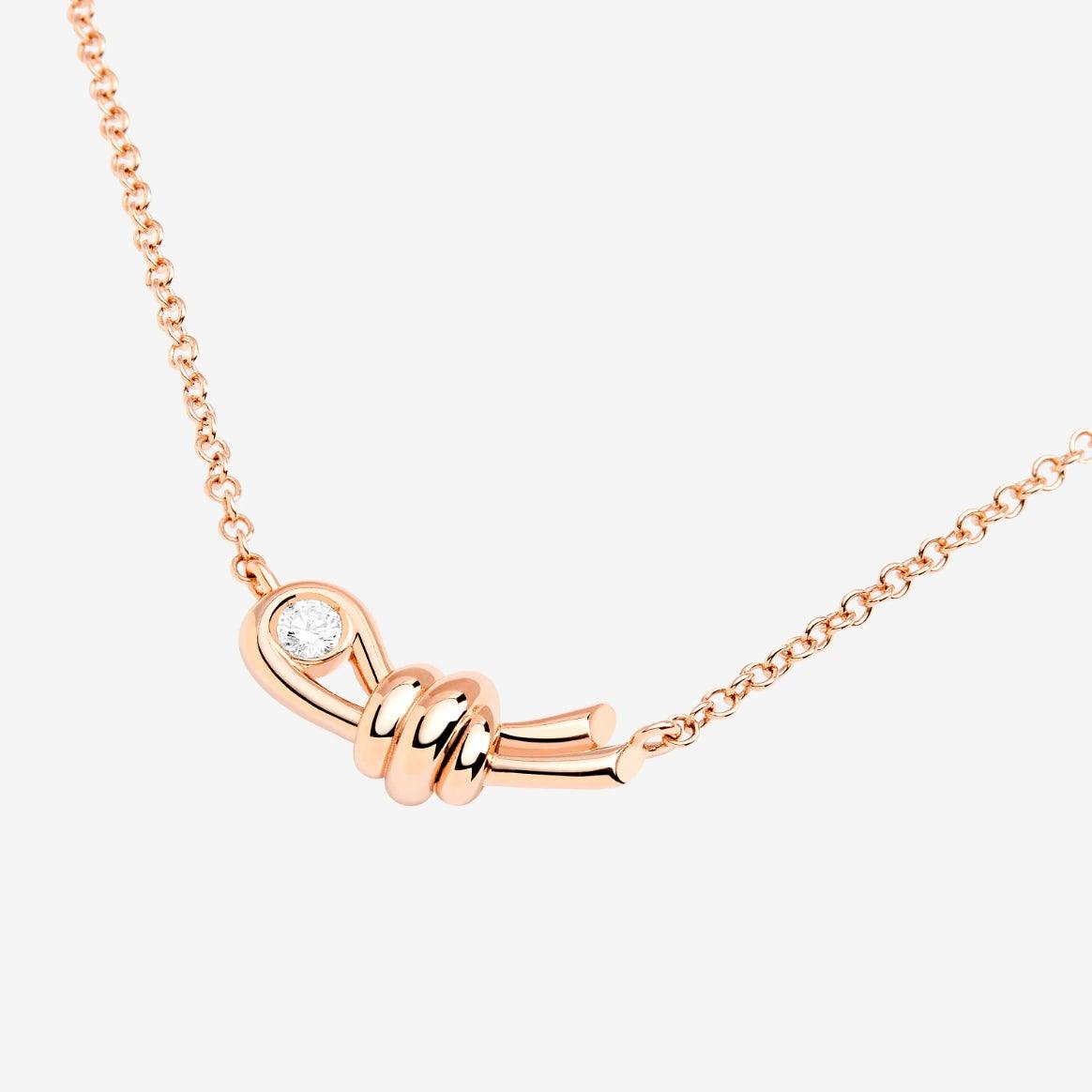 DoDo Necklace NODO Rose Gold with One White Diamond - Orsini Jewellers