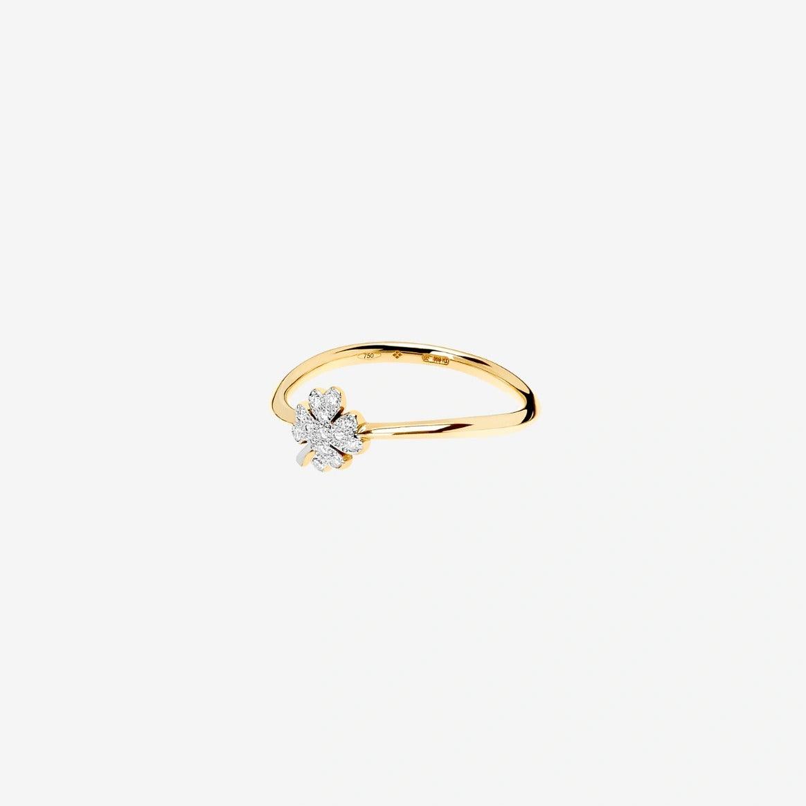 DoDo Ring FOUR LEAF CLOVER Diamonds Yellow Gold - Mini - Orsini Jewellers