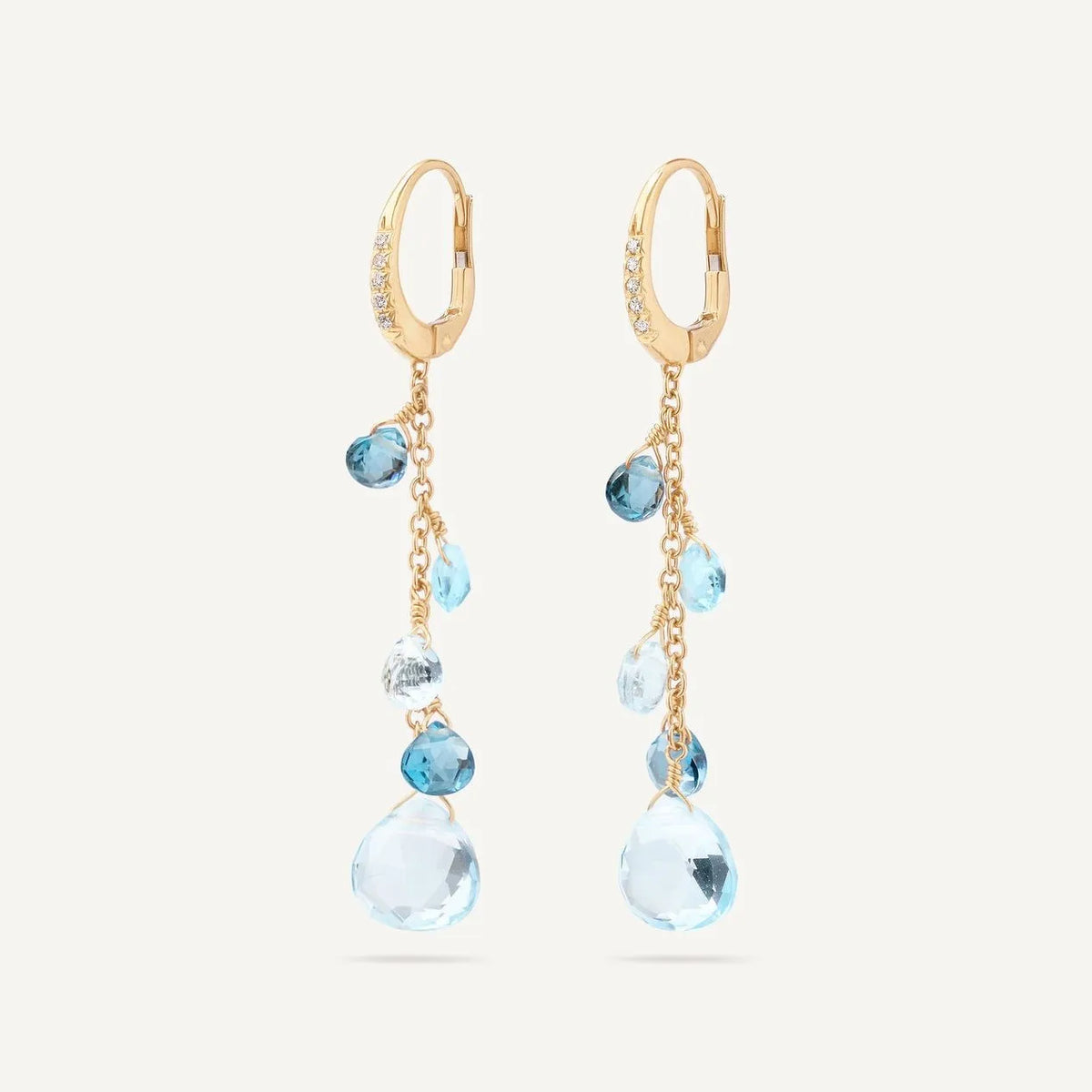 Marco Bicego 18K Gold Blue Topaz Earrings with Diamond Accent - Orsini Jewellers