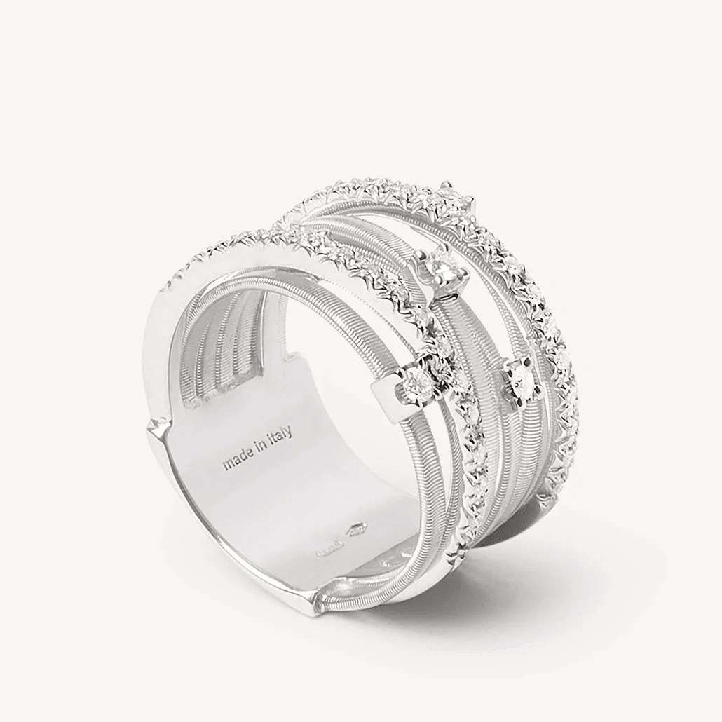 Marco Bicego Goa 18k White Gold Diamond Ring 7 Strand - Orsini Jewellers