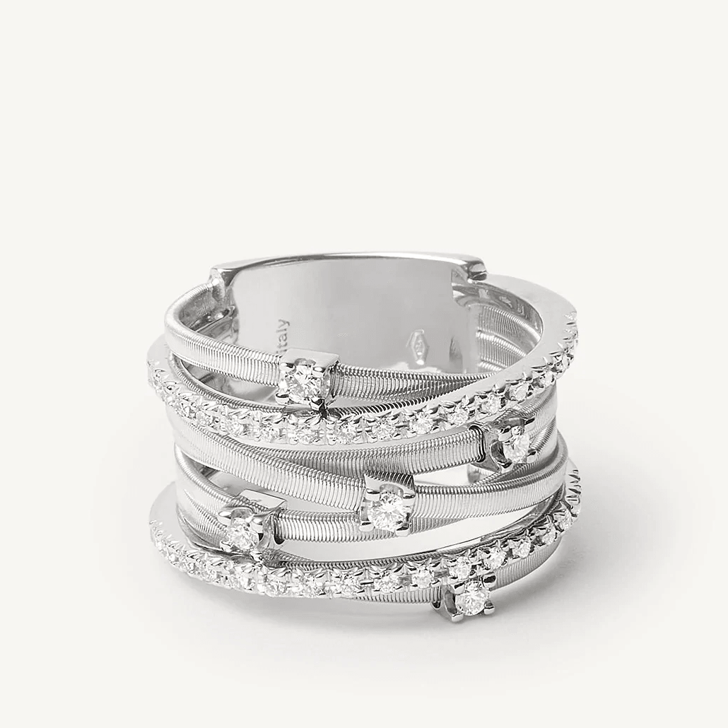 Marco Bicego Goa 18k White Gold Diamond Ring 7 Strand - Orsini Jewellers