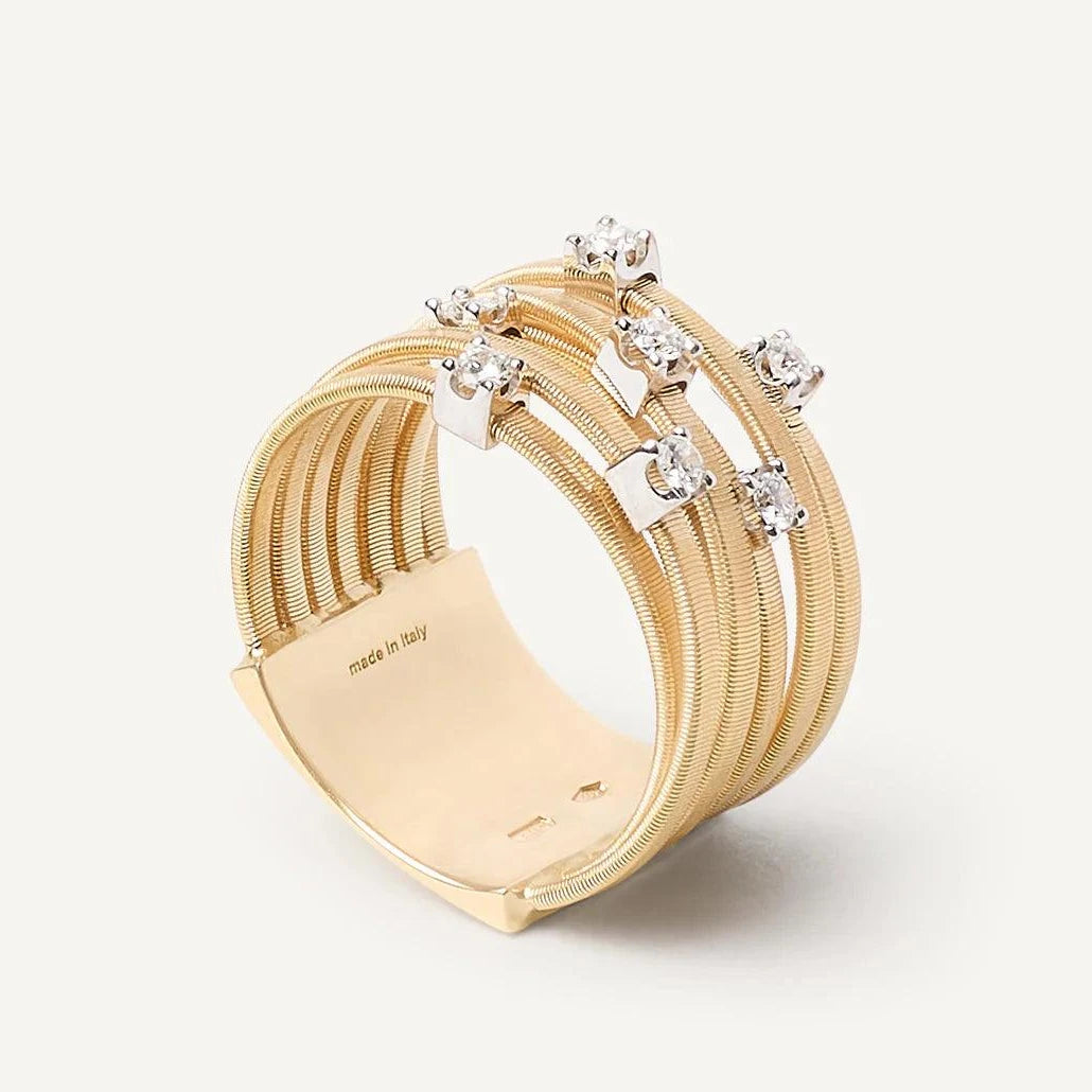 Marco Bicego Goa 18k Yellow Gold Diamond 7 Strand Ring - Orsini Jewellers