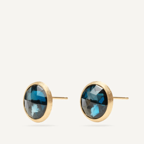 Marco Bicego Jaipur 18k Gold London Blue Topaz Stud Earrings - Large size - Orsini Jewellers