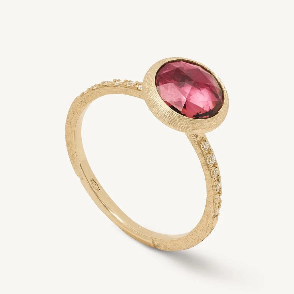 Marco Bicego Jaipur 18k Gold Pink Tourmaline Ring Mini with diamond detail - Orsini Jewellers