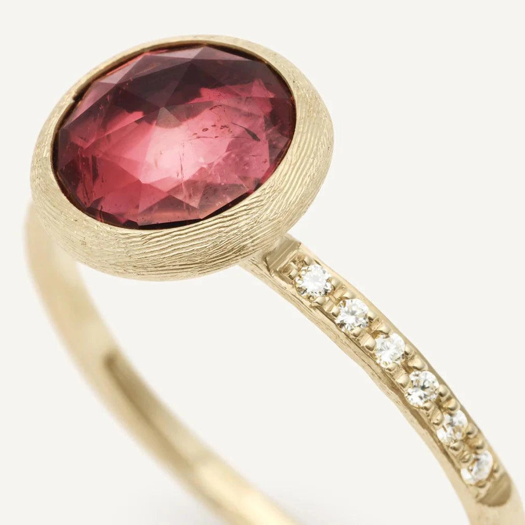 Marco Bicego Jaipur 18k Gold Pink Tourmaline Ring Mini with diamond detail - Orsini Jewellers