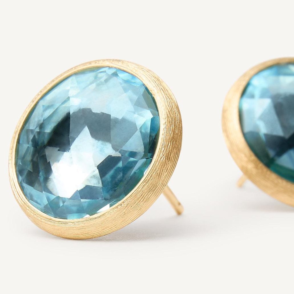 Marco Bicego Jaipur 18k Gold Sky Blue Stud Earrings - Large size - Orsini Jewellers