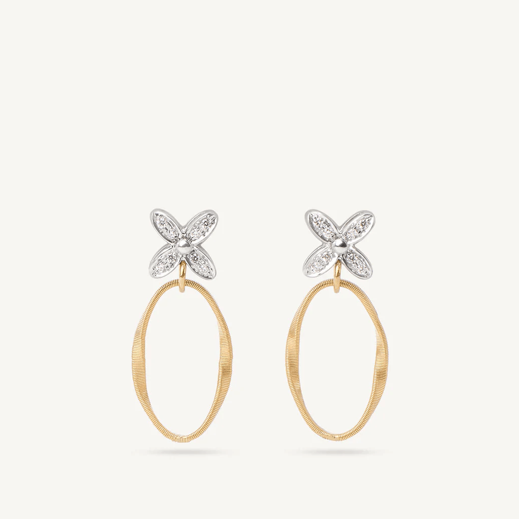 Marco Bicego Marrakech Onde 18k Gold Drop Earrings with Flower Detailing - Orsini Jewellers