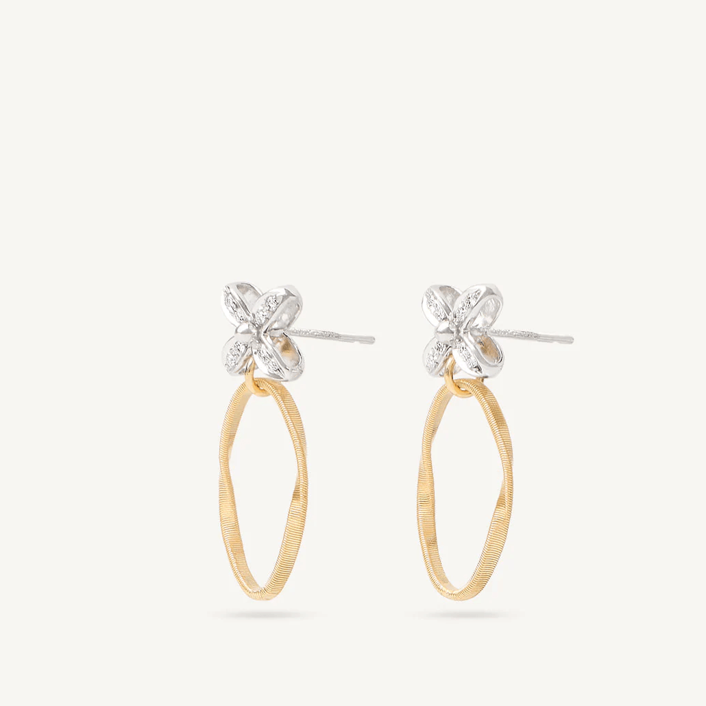 Marco Bicego Marrakech Onde 18k Gold Drop Earrings with Flower Detailing - Orsini Jewellers