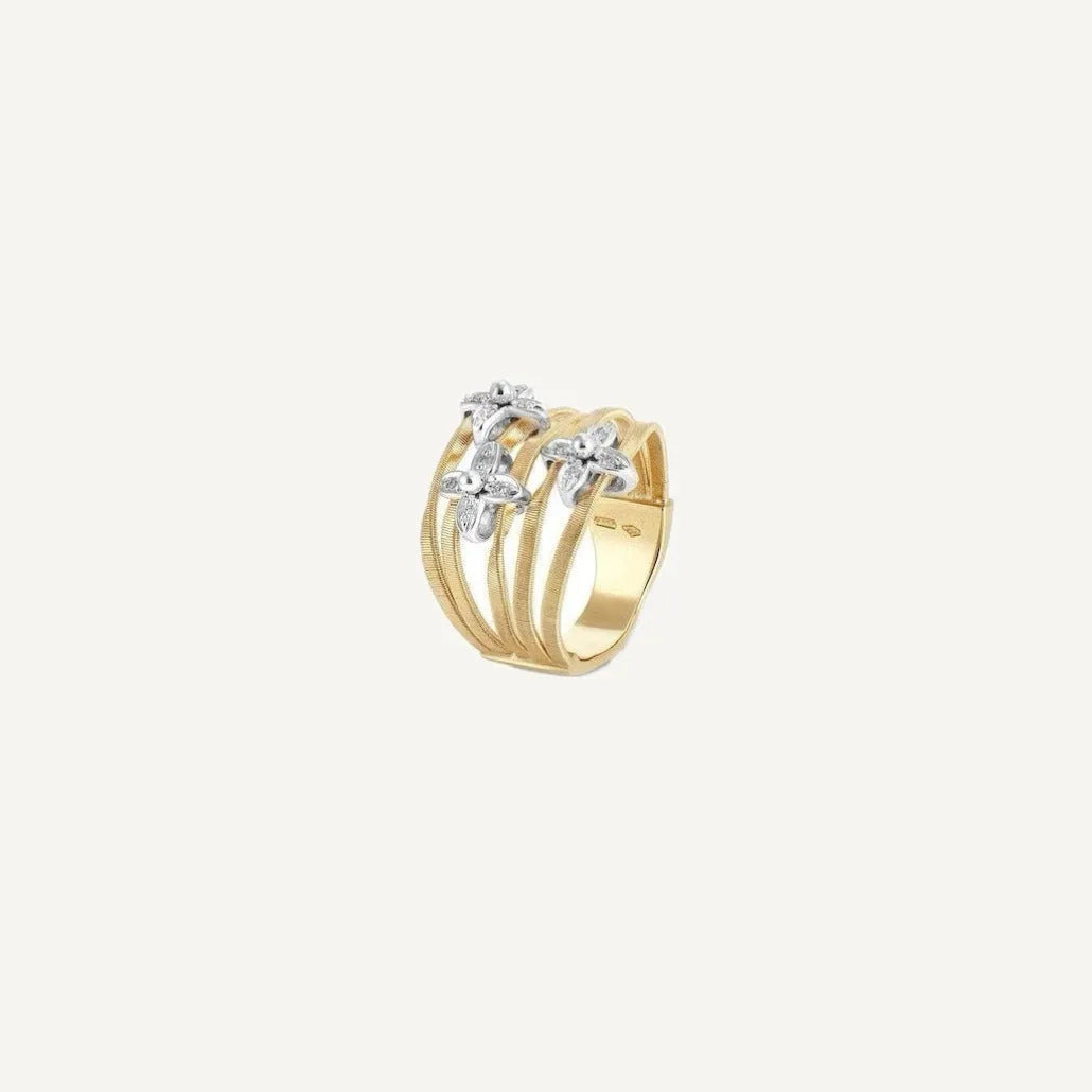 Marco Bicego Marrakech Onde Ring 5-strand Floral 18k Gold with Diamonds - Orsini Jewellers