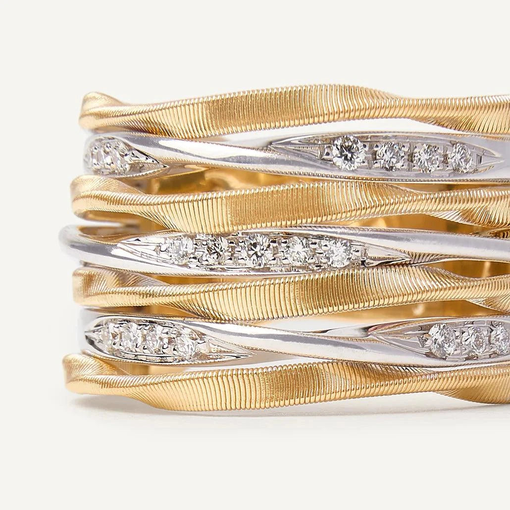 Marco Bicego Marrakech Onde Ring 7-strand 18k Gold with Diamonds - Orsini Jewellers