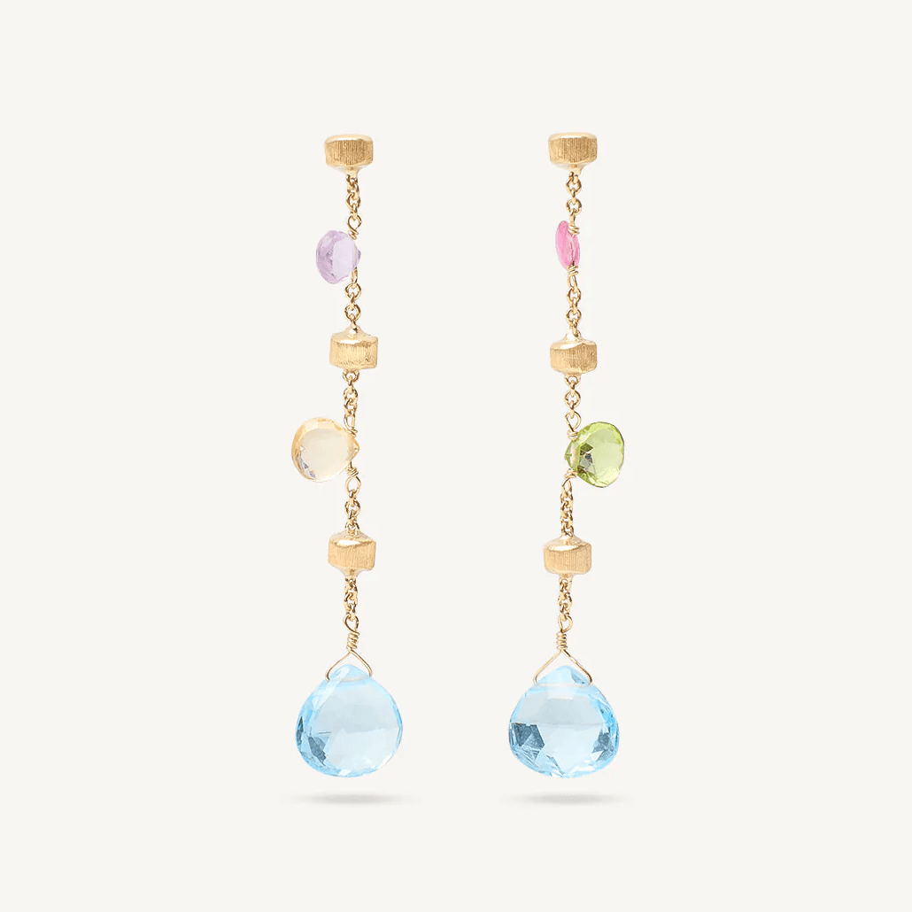 Marco Bicego Paradise 18k Gold Gemstone Earrings Long - Orsini Jewellers