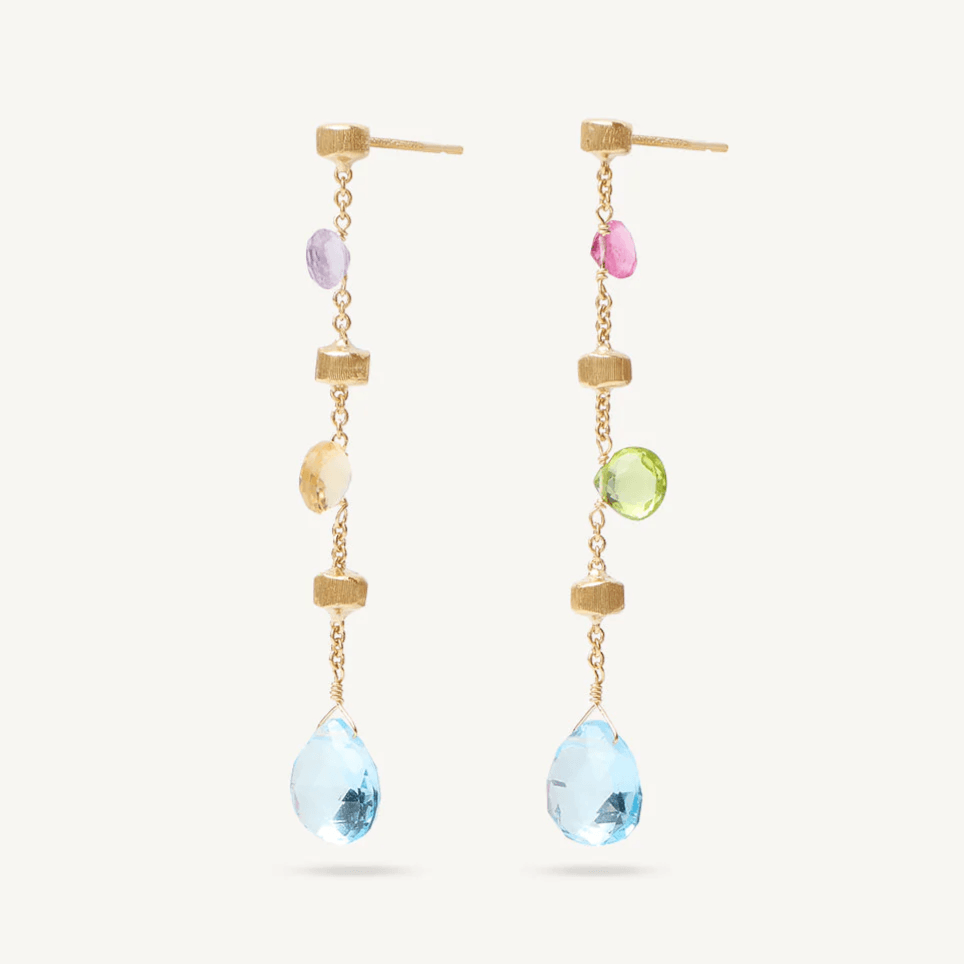 Marco Bicego Paradise 18k Gold Gemstone Earrings Long - Orsini Jewellers