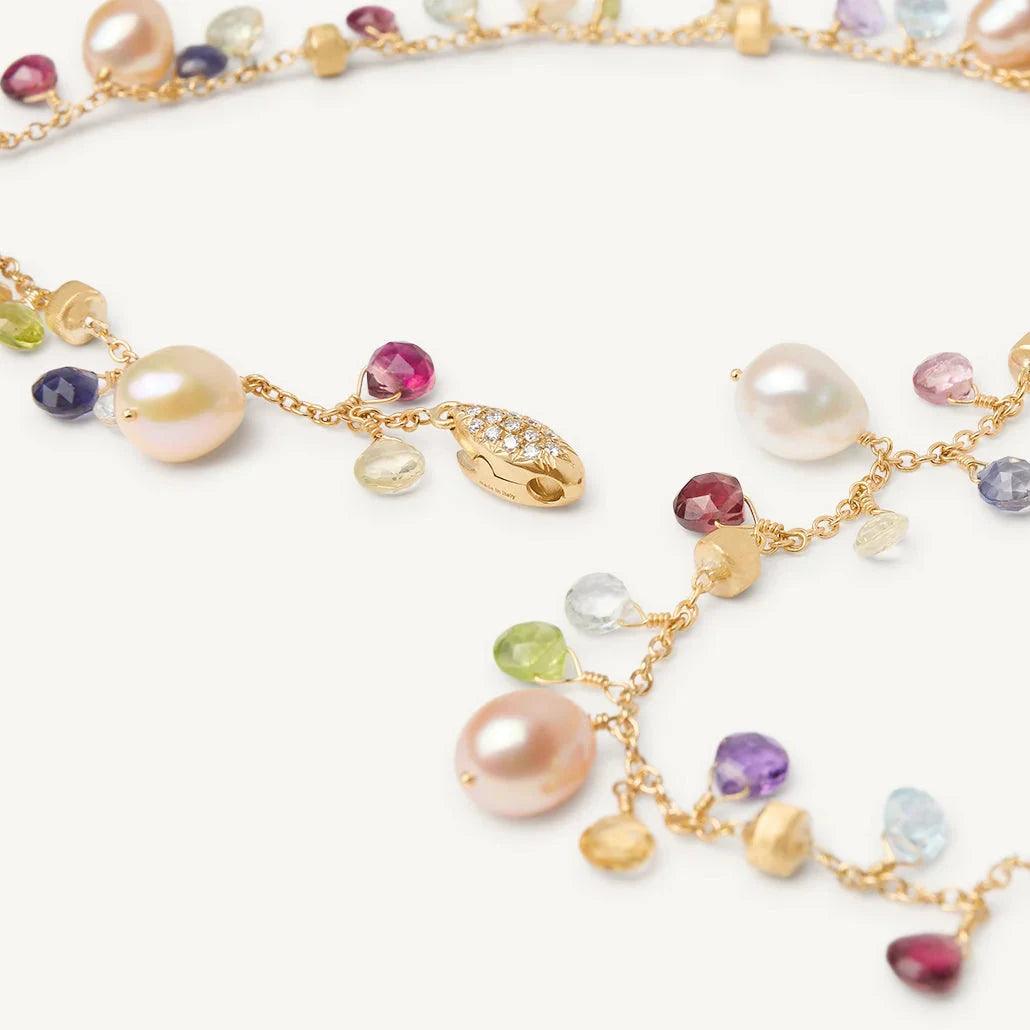 Marco Bicego Paradise Necklace in 18k Yellow Gold with Mixed Gemstone, Diamonds and Pearls - Orsini Jewellers