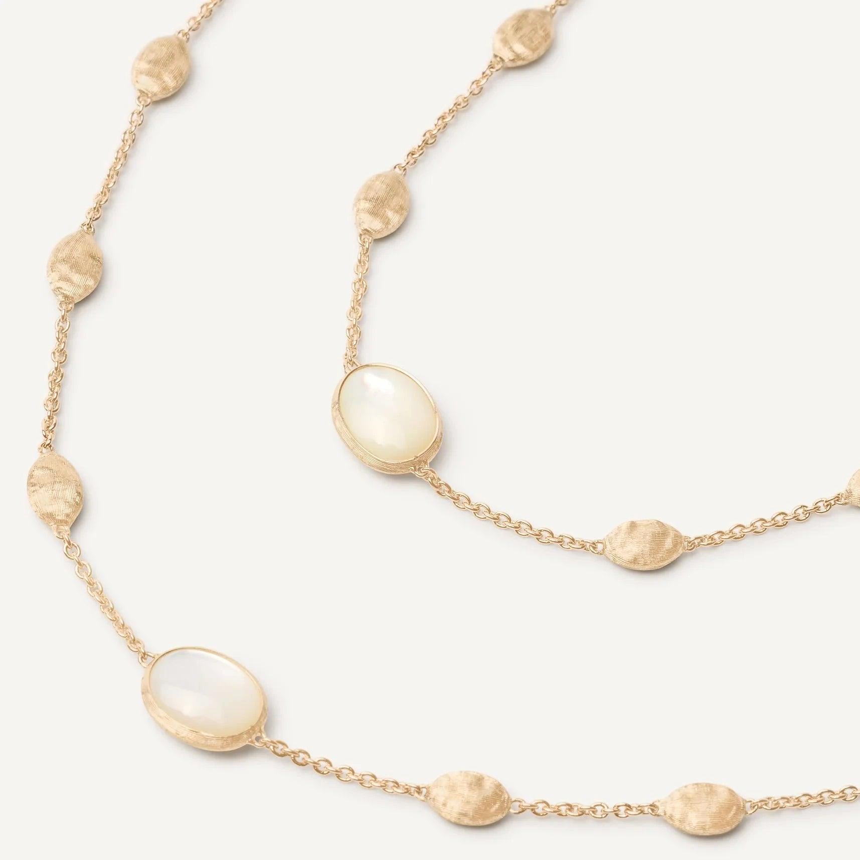 Marco Bicego Siviglia 18k Gold Necklace with Mother of Pearl Long - Orsini Jewellers