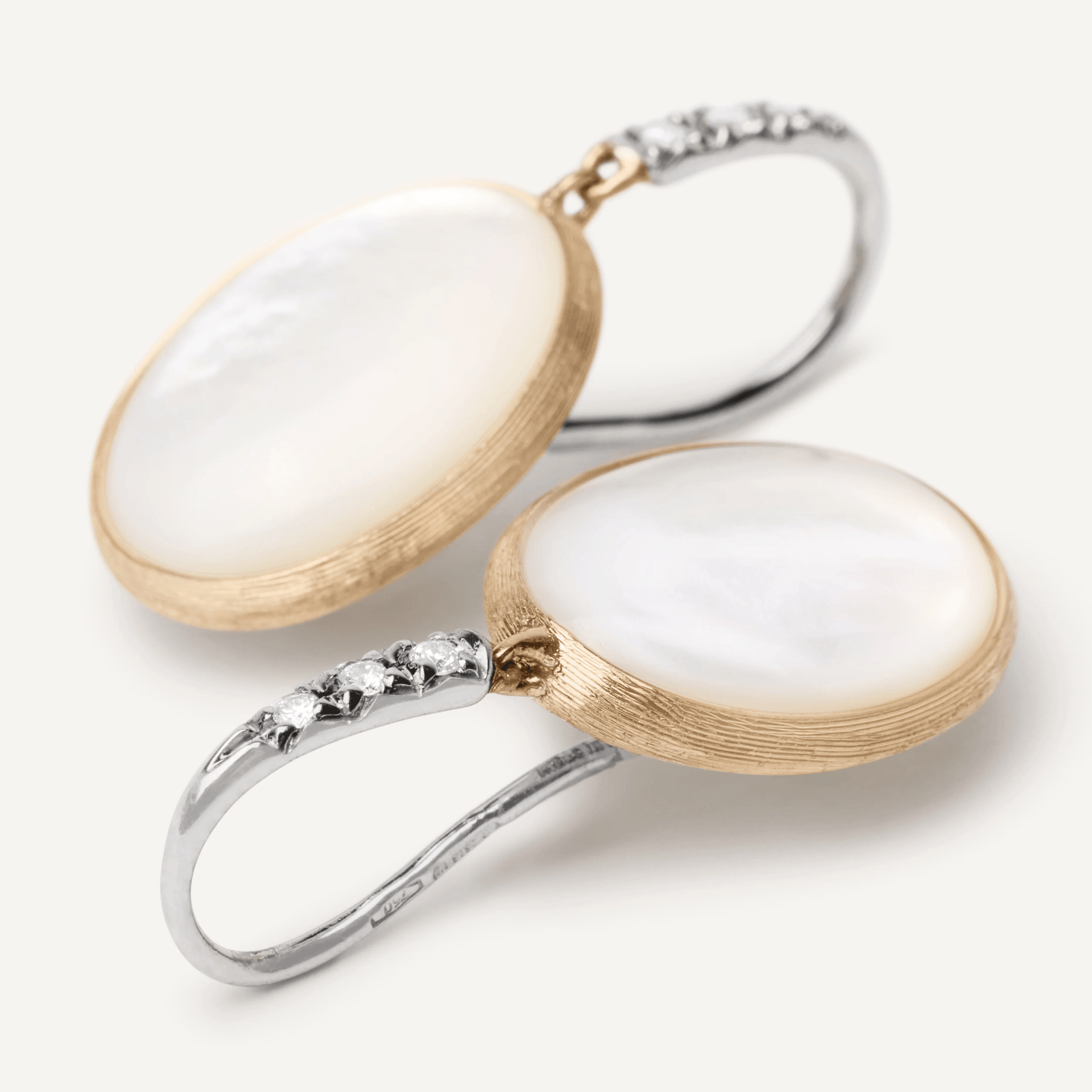 Marco Bicego Siviglia Mother of Pearl 18k Gold and Diamond French Hook Earrings - Orsini Jewellers