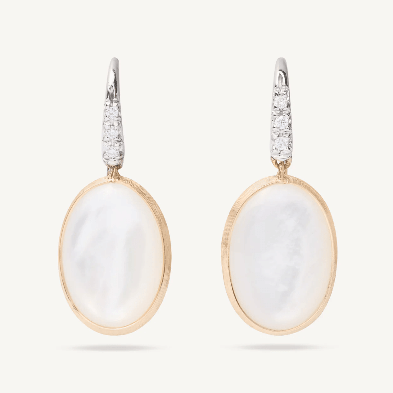 Marco Bicego Siviglia Mother of Pearl 18k Gold and Diamond French Hook Earrings - Orsini Jewellers