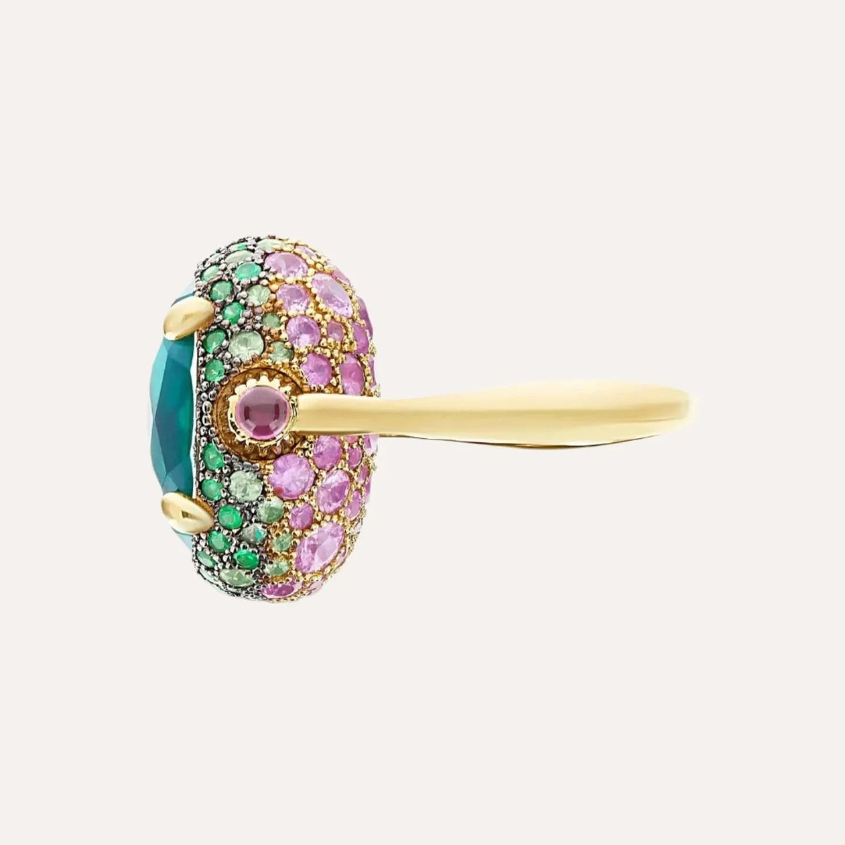 Nanis Gold, Sapphire, Amethyst, Green Labradorite and Rock Crystal Double Face Ring (Large) - Orsini Jewellers