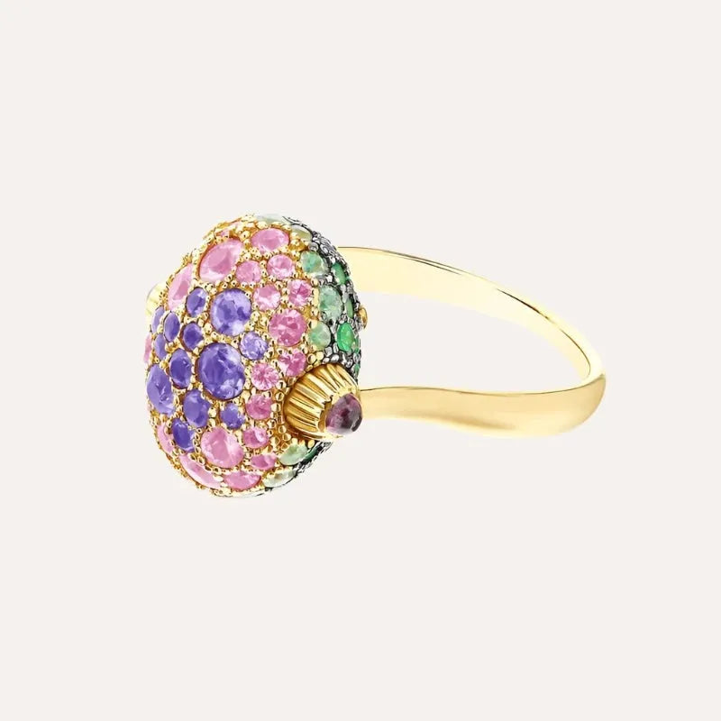 Nanis Gold, Sapphire, Amethyst, Green Labradorite and Rock Crystal Double Face Ring (Large) - Orsini Jewellers