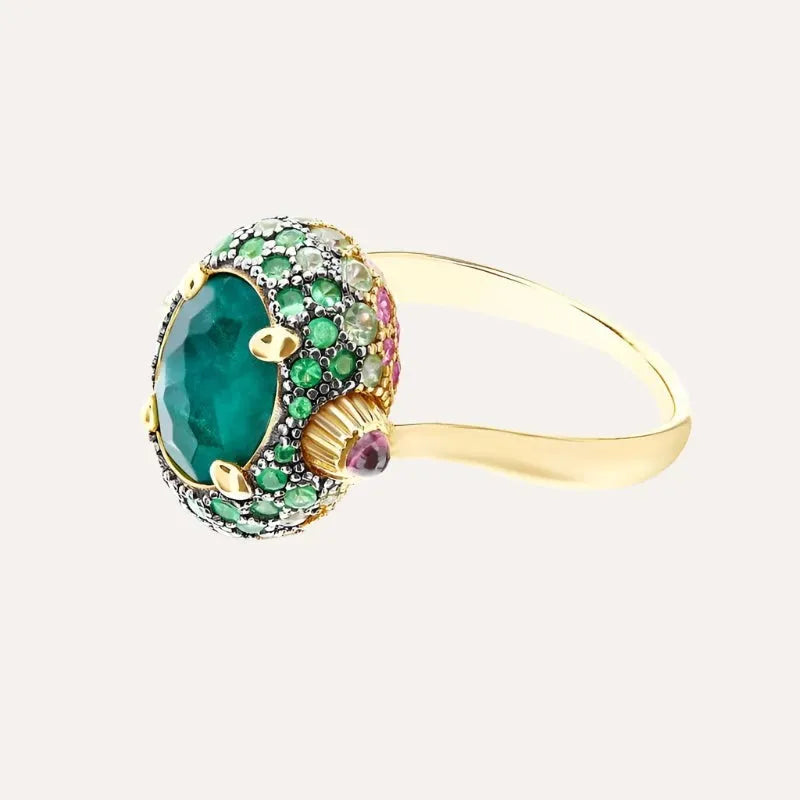 Nanis Gold, Sapphire, Green Labradorite and Rock Crystal Double Face Ring (Medium) - Orsini Jewellers