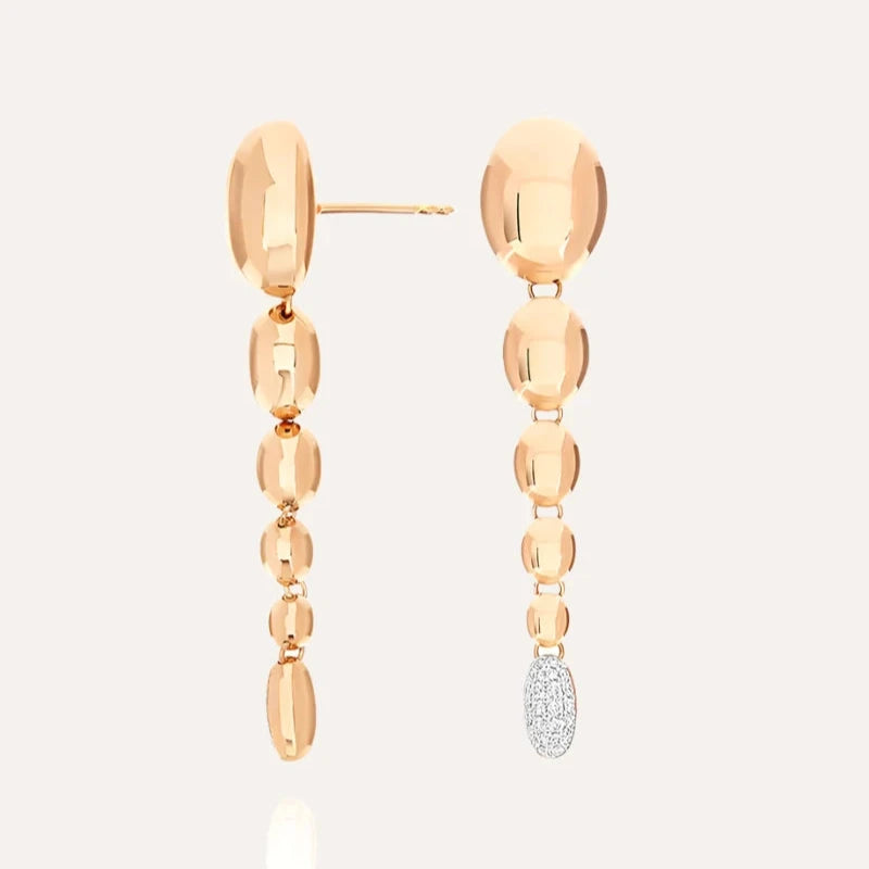 Nanis Ivy Rose Gold Boules and Diamonds Pendant Dangle Earrings - Orsini Jewellers