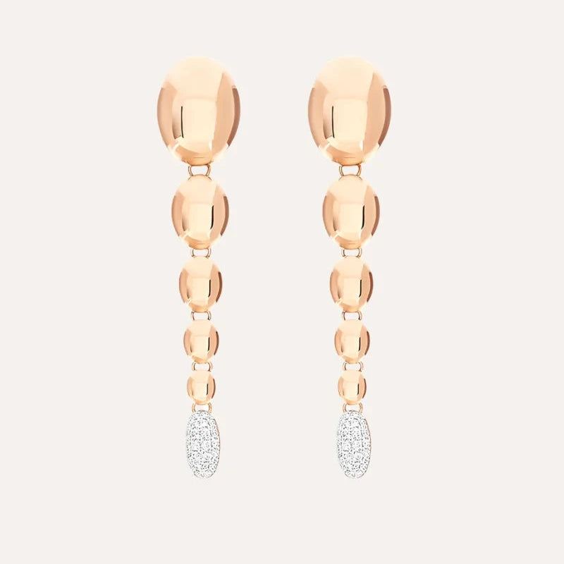 Nanis Ivy Rose Gold Boules and Diamonds Pendant Dangle Earrings - Orsini Jewellers