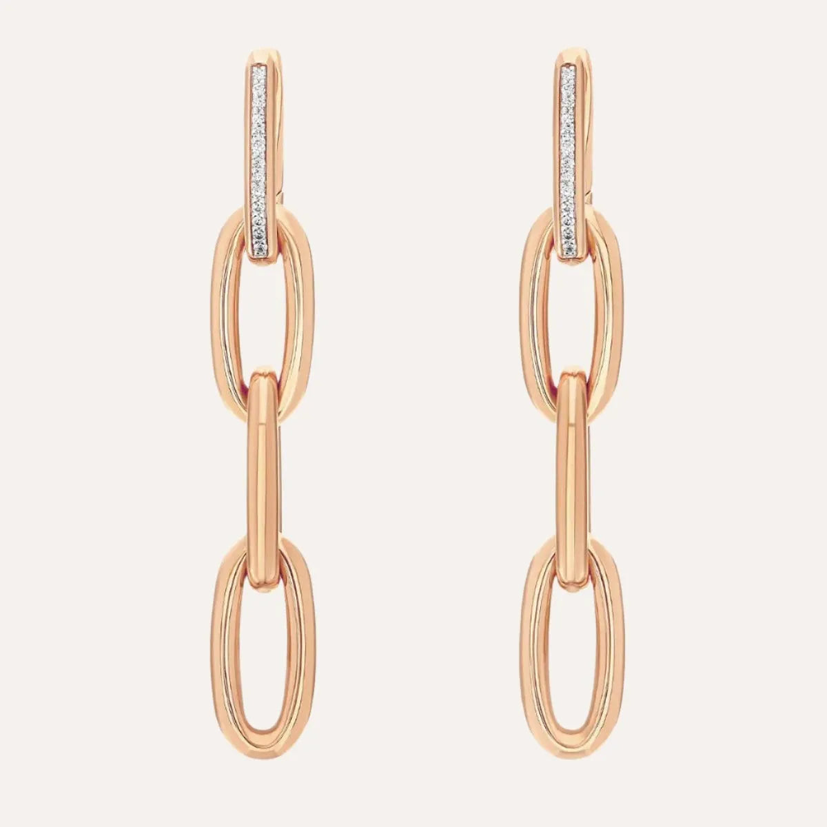 Nanis Libera Rose Gold Small Square Earrings With Chain Element - Orsini Jewellers