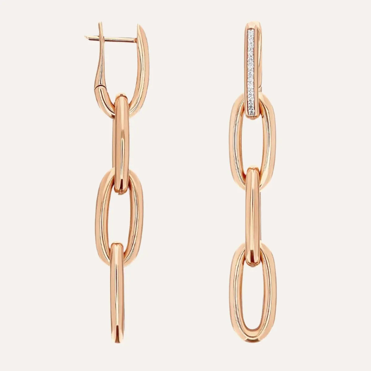 Nanis Libera Rose Gold Small Square Earrings With Chain Element - Orsini Jewellers