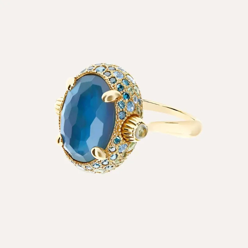 Nanis London Blue Topaz and Blue Diamond Double Face Ring (Large) - Orsini Jewellers