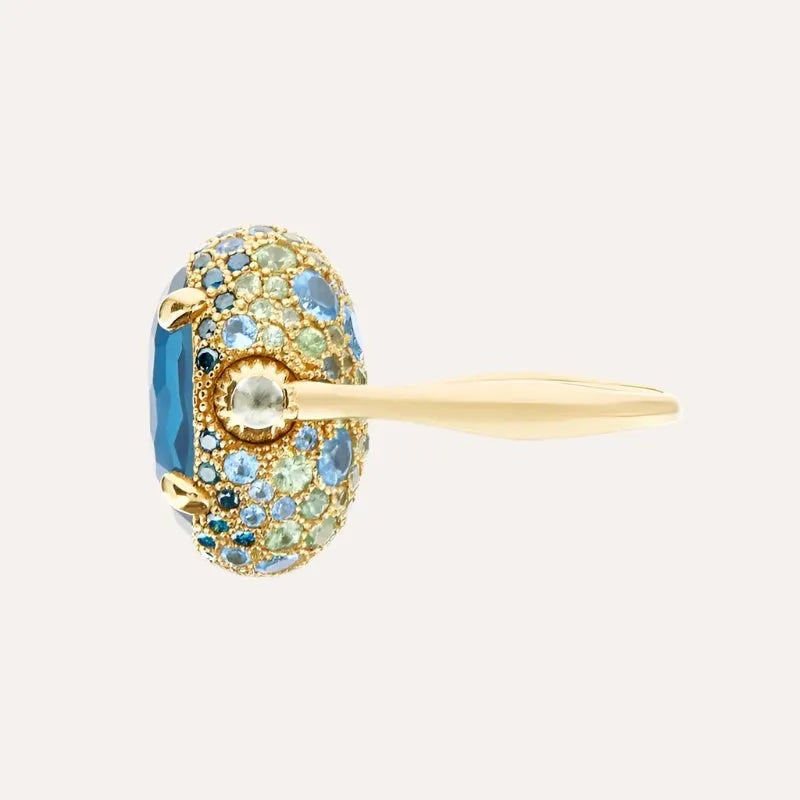 Nanis London Blue Topaz and Blue Diamond Double Face Ring (Large) - Orsini Jewellers