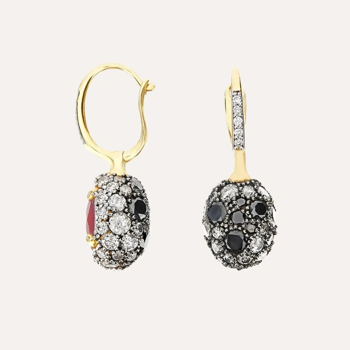 Nanis Reverse Gold, Rubies, Diamonds and Rock Crystal Double Face Ball Drop Earring (Small) - Orsini Jewellers