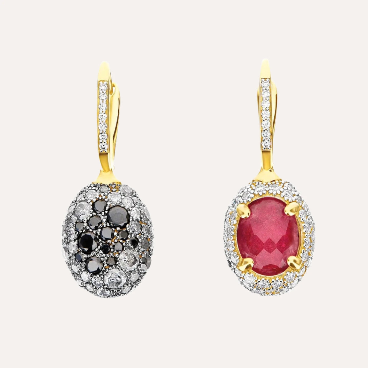 Nanis Reverse Gold, Rubies, Diamonds and Rock Crystal Double Face Ball Drop Earrings (Medium) - Orsini Jewellers