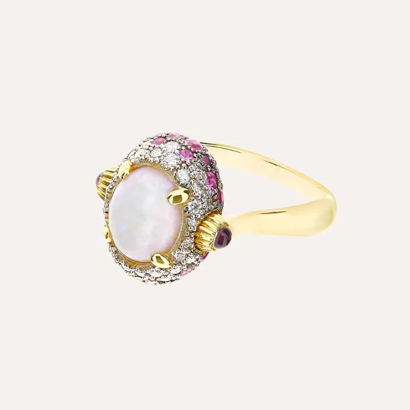 Nanis White Australian Opal and Diamonds Gold Double Face Ring (Medium) - Orsini Jewellers