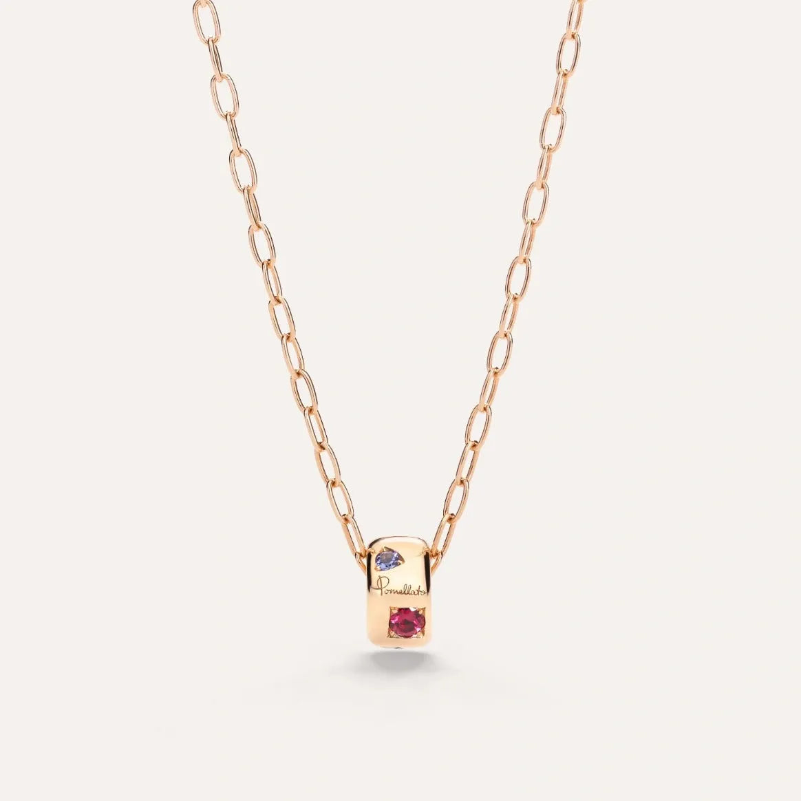 Pomellato Iconica Pendant with Chain in 18k Rose Gold with Coloured Gemstones - Orsini Jewellers