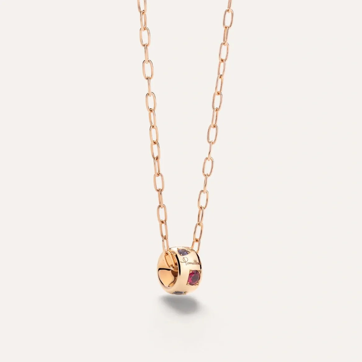 Pomellato Iconica Pendant with Chain in 18k Rose Gold with Coloured Gemstones - Orsini Jewellers