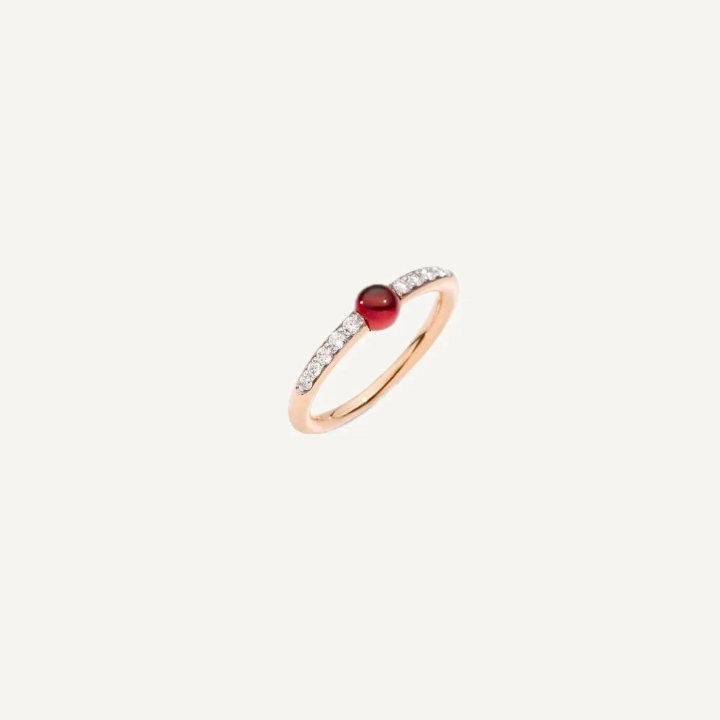 Pomellato M&#39;Ama Non M&#39;Ama Ring 18k Gold Diamonds and Garnet - Orsini Jewellers