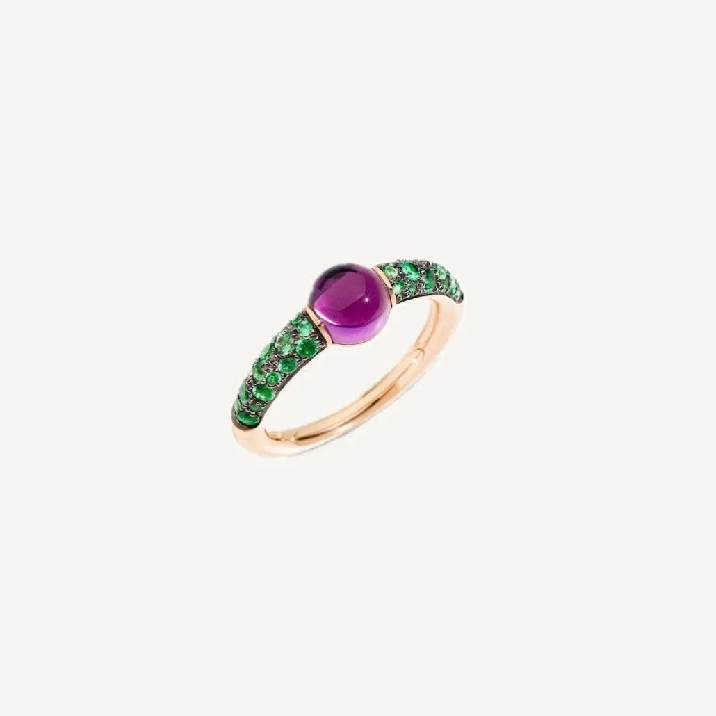 Pomellato Mama Non Mama Ring 18k Gold with Amethyst and Tsavorites - Orsini Jewellers