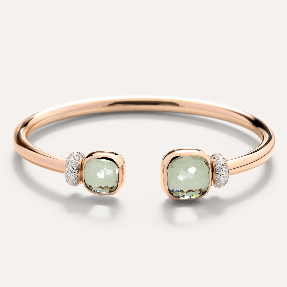 Pomellato Nudo 18k Gold Bangle with Diamonds and Prasiolite - Orsini Jewellers