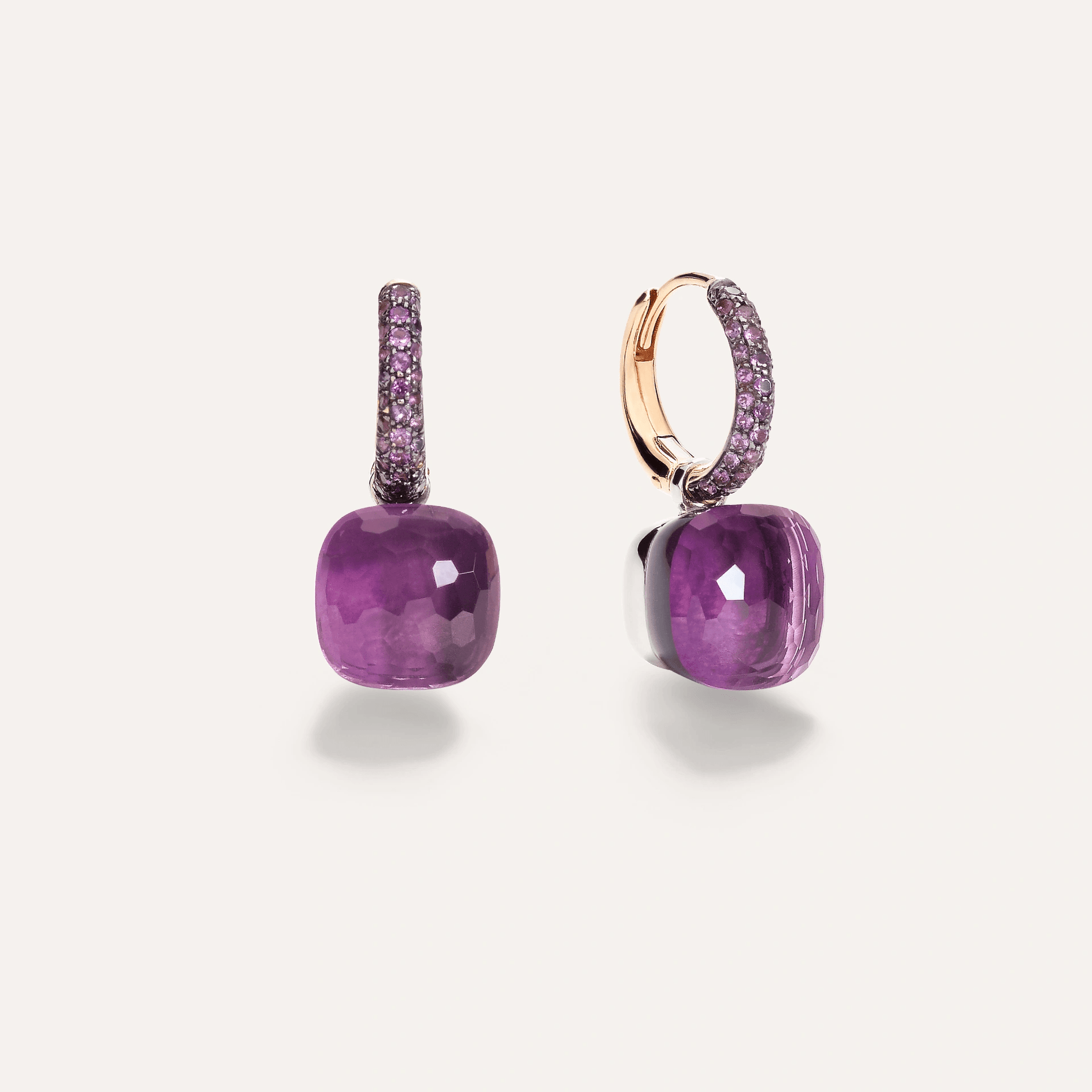 Pomellato Nudo 18k Gold Drop Earrings with Amethyst and Jade - Orsini Jewellers