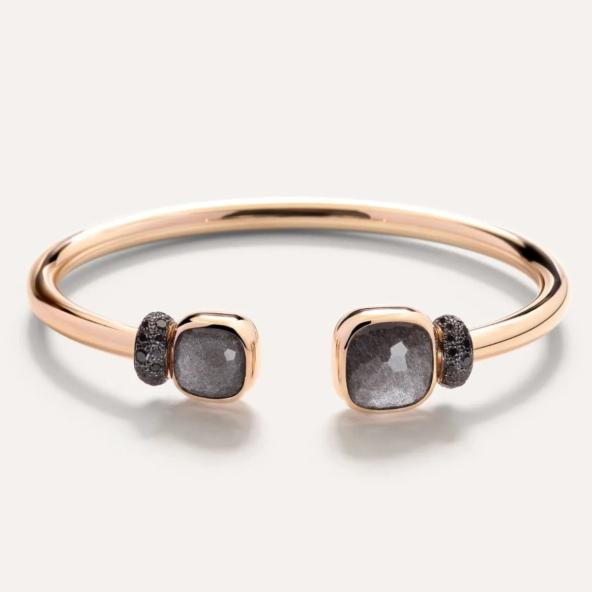 Pomellato Nudo Bangle in 18k Gold with Black Diamonds, Obsidian - Orsini Jewellers